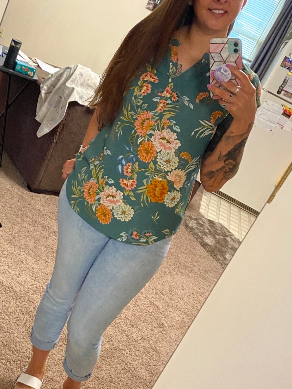 Floral Green Women's Top